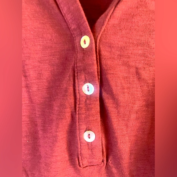 Sundry Burgundy Ruffle Neck Long Sleeve Henley Top NWOT - Picture 4 of 8